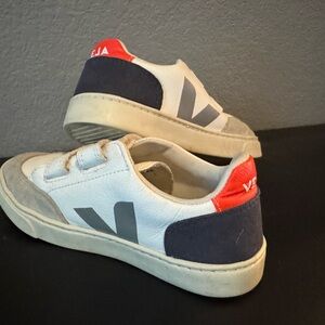 Veja Kids' Cream and Navy Sneakers